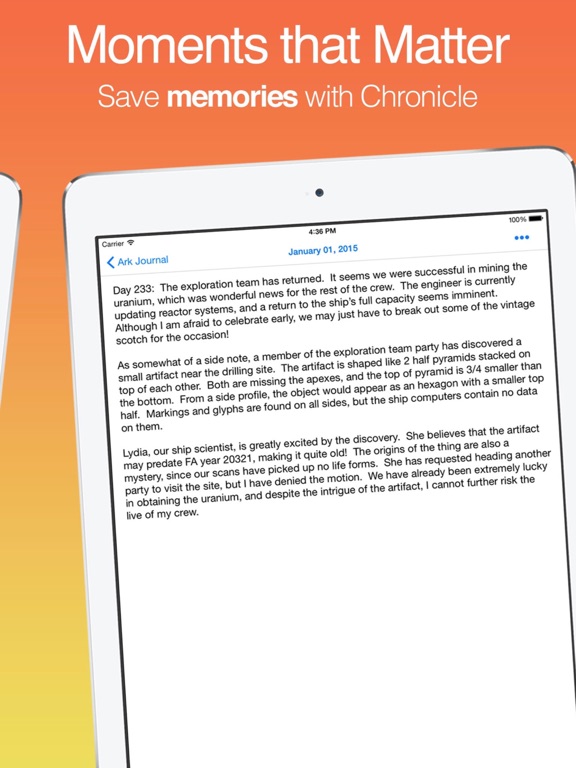 Chronicle - Journal Diary iPad screenshot