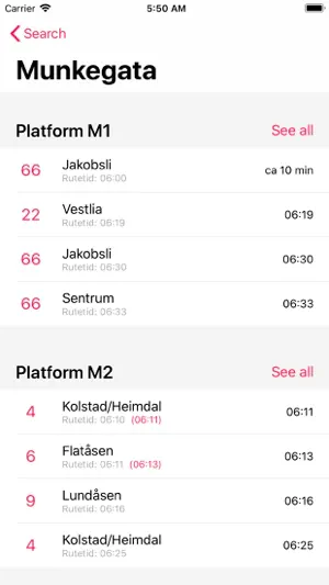 Sanntidsappen screenshot 3