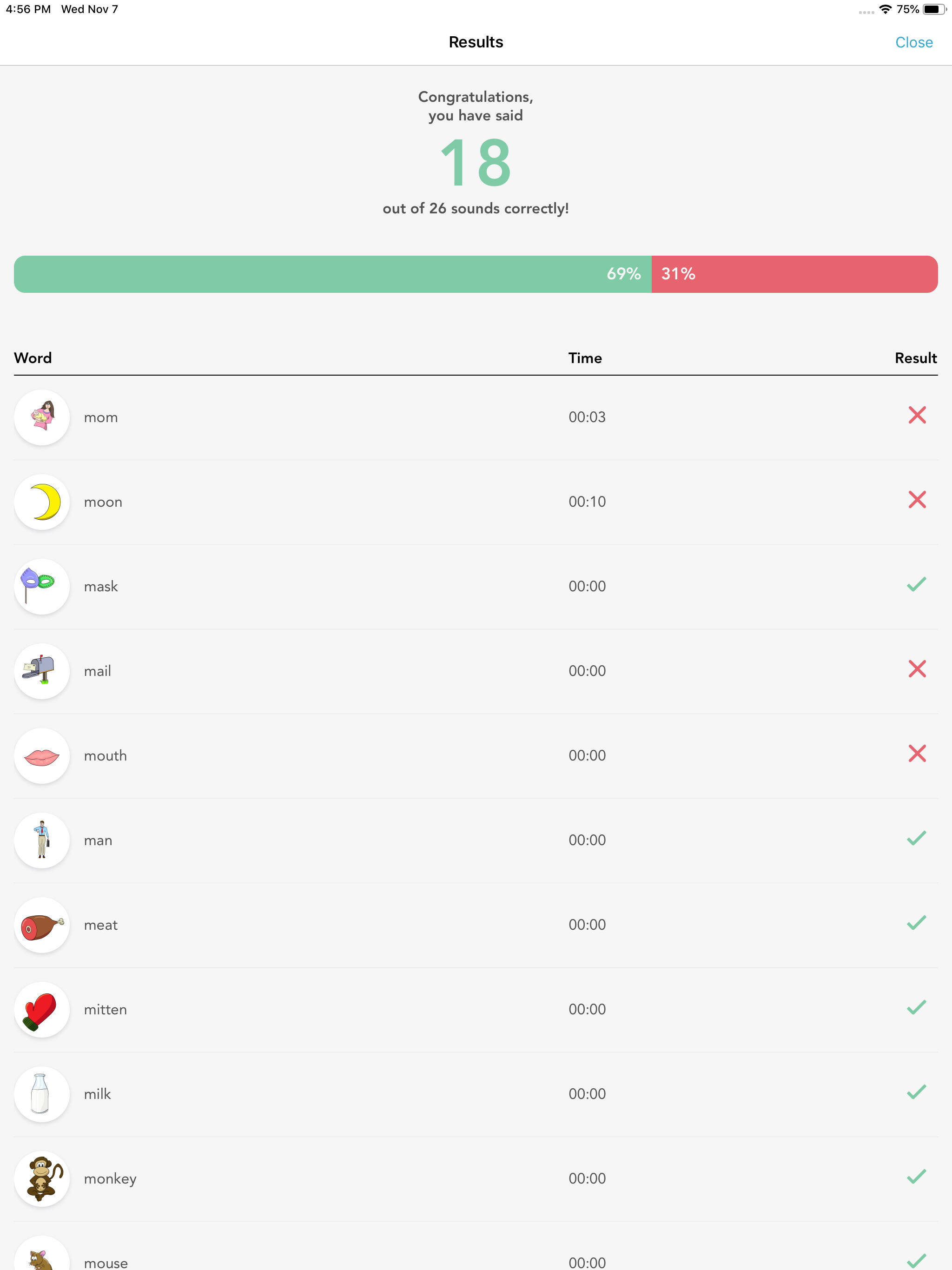 One-Minute Articulation App