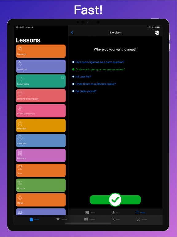 Learn Portuguese + iPad screenshot 6 - Education app
