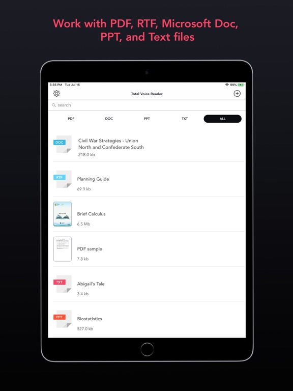 Total Reader - Text to Speech iPad screenshot