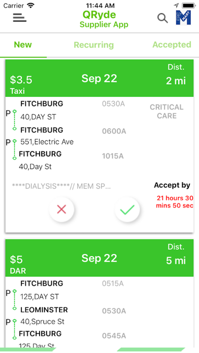 QRyde Supplier App Screenshot