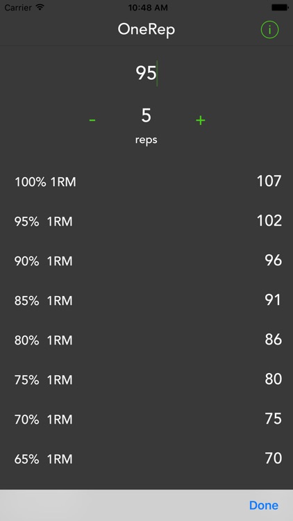 Simple One-Rep-Max Calculator