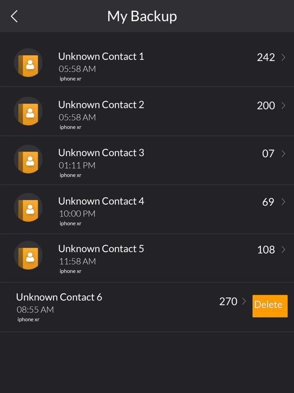 Contact backup & Restore Data iPad screenshot