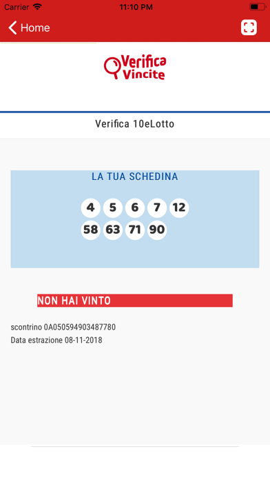 VerificaVincite Estrazioni Screenshot