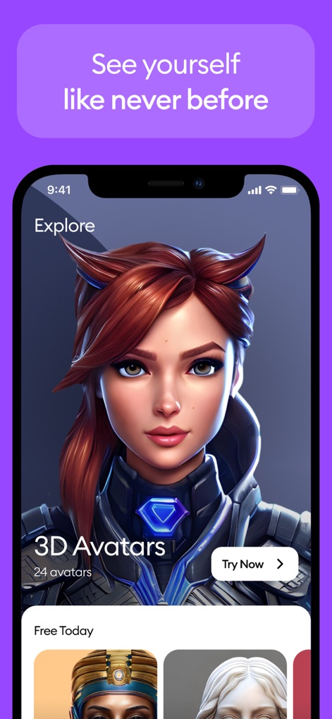 Dawn AI - Avatar generator - The app's 'Explore' interface reveals a dynamic gallery of avatar categories, inviting users to discover new styles like the captivating '3D Avatars'.