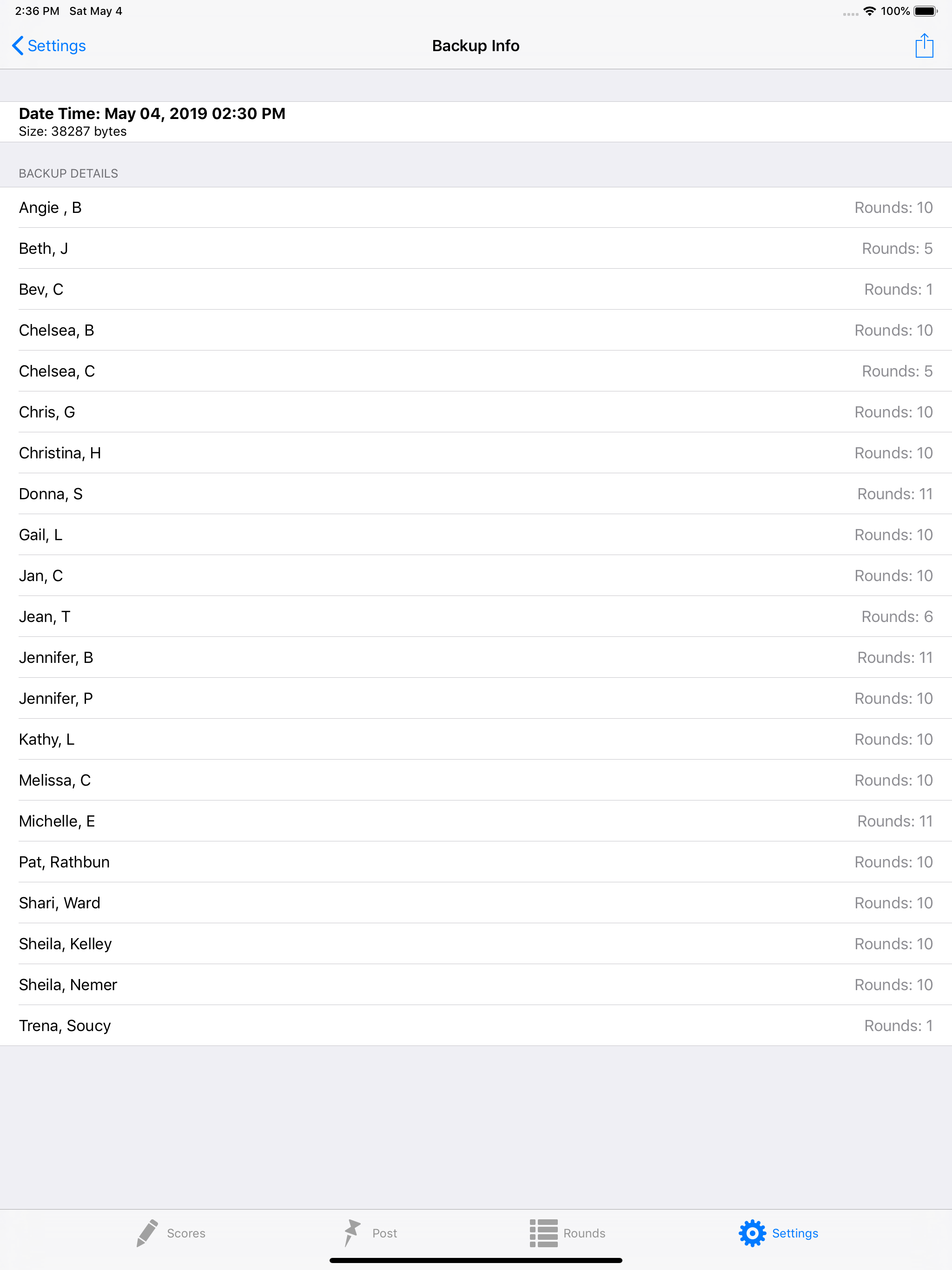 Golf League Handicap Tracker