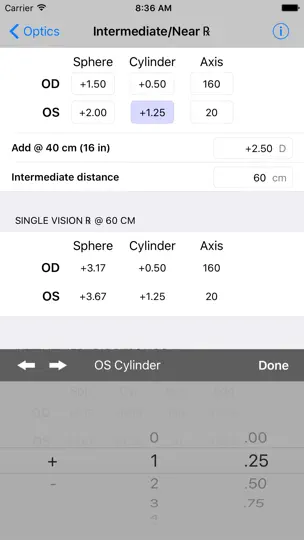 Optics Clinical Calculator iPhone Screenshot 4