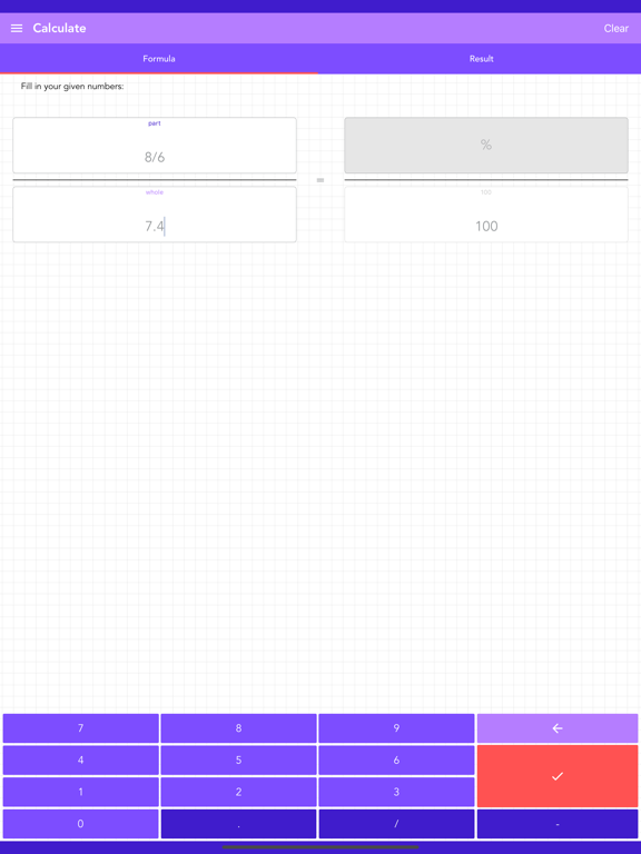 Calculate Percentage iPad screenshot 1 - Education app
