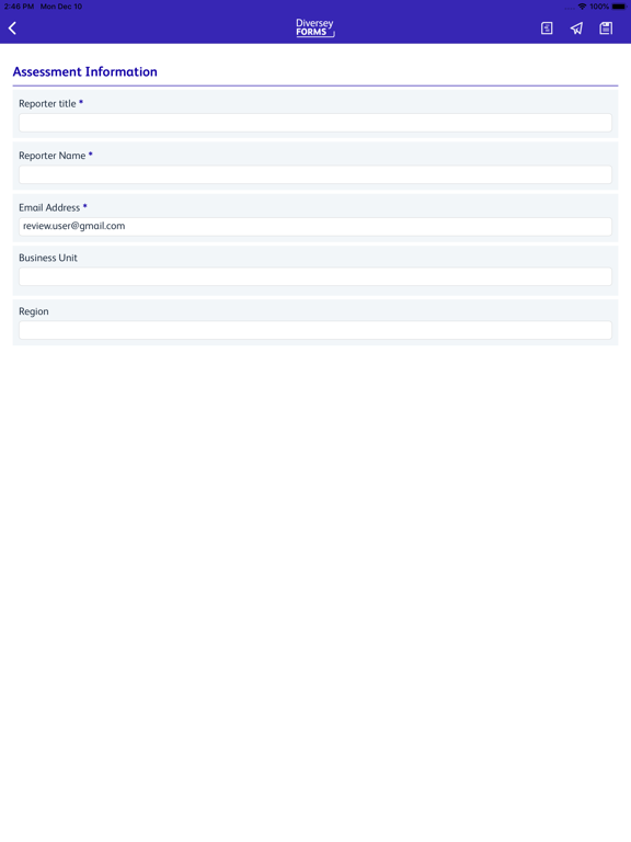 Diversey Forms iPad screenshot