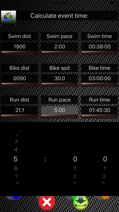 Triathlon-Calc Screenshot