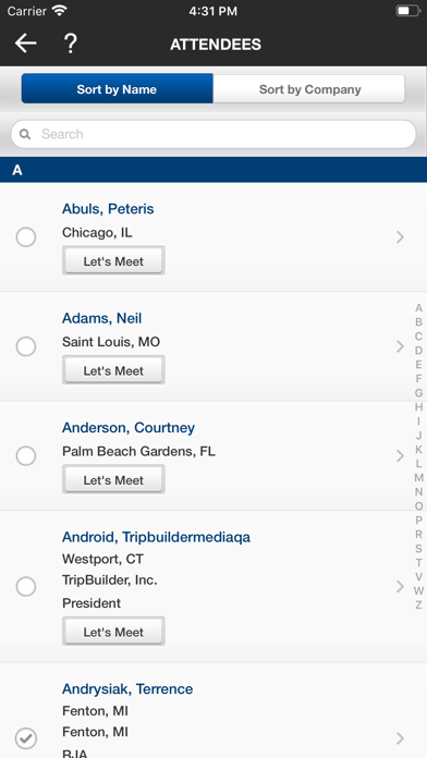 Raymond James Meetings Screenshot