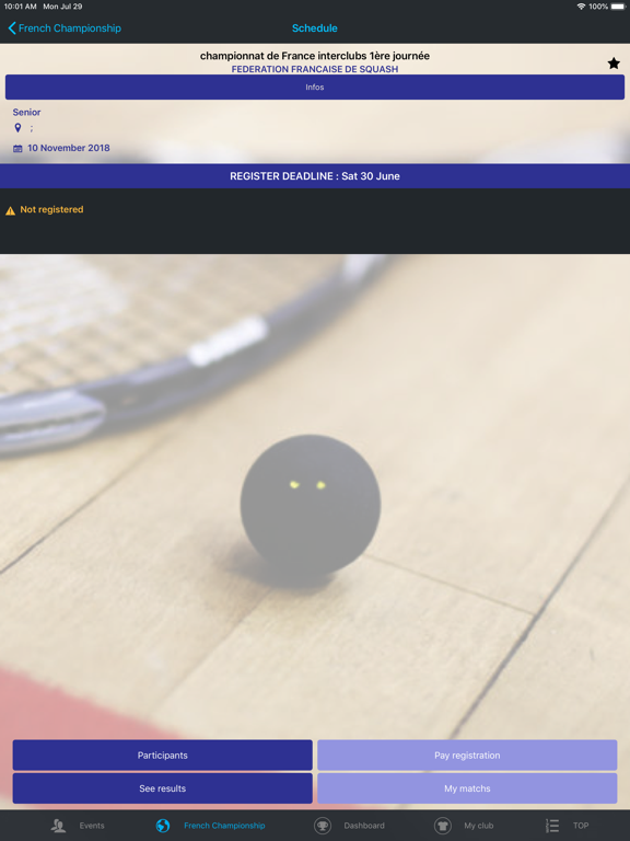 Squash'App iPad screenshot