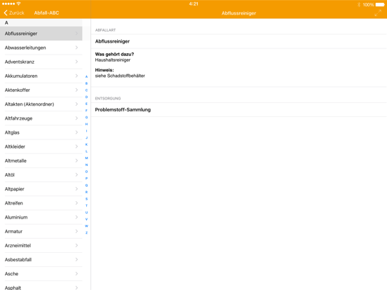 Abfall-App BB iPad screenshot