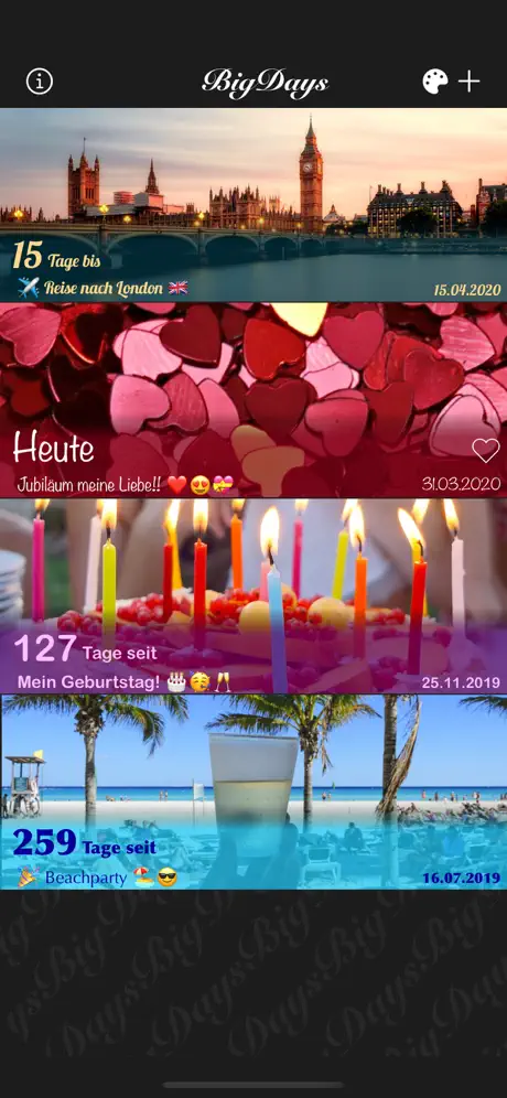 Big Days! Ereignisse Countdown