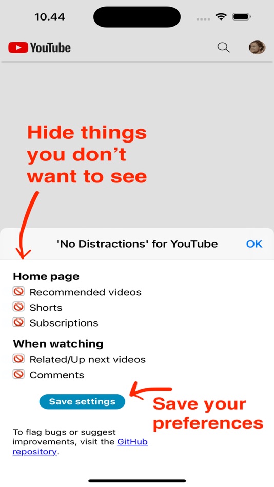 #1. "No Distractions" for YouTube (macOS) Által: ULRIK LYNGS