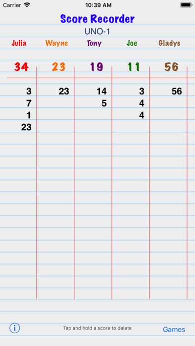 Score Recorder Screenshot