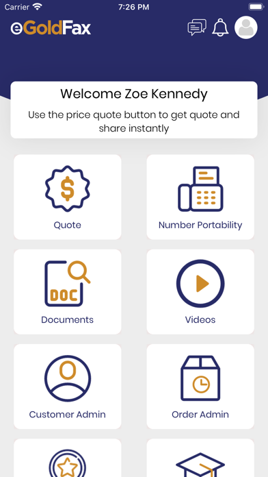 eGoldFax Reseller Connect App Screenshot