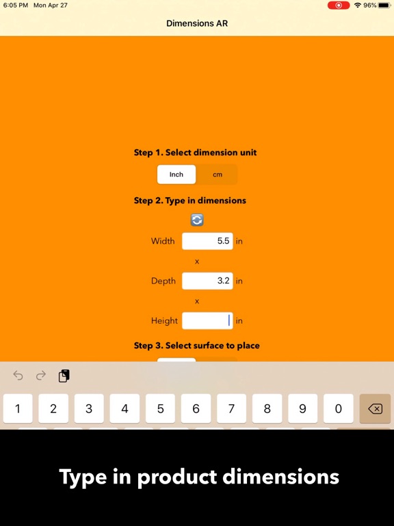 Dimensions AR iPad screenshot 4 - Utilities app