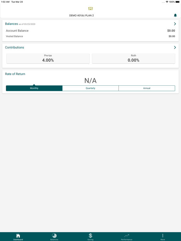 Greenleaf Trust Retirement iPad screenshot 2 - Finance app