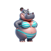 Bikini Hippo Stickers