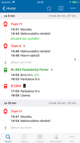 Jízdní řády IDOS screenshot
