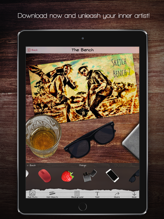 Stickers & filter Sketch Bench iPad screenshot 5 - Photo & Video app