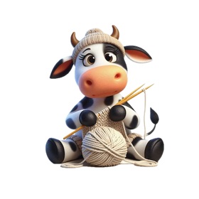 Knitting Cow Stickers