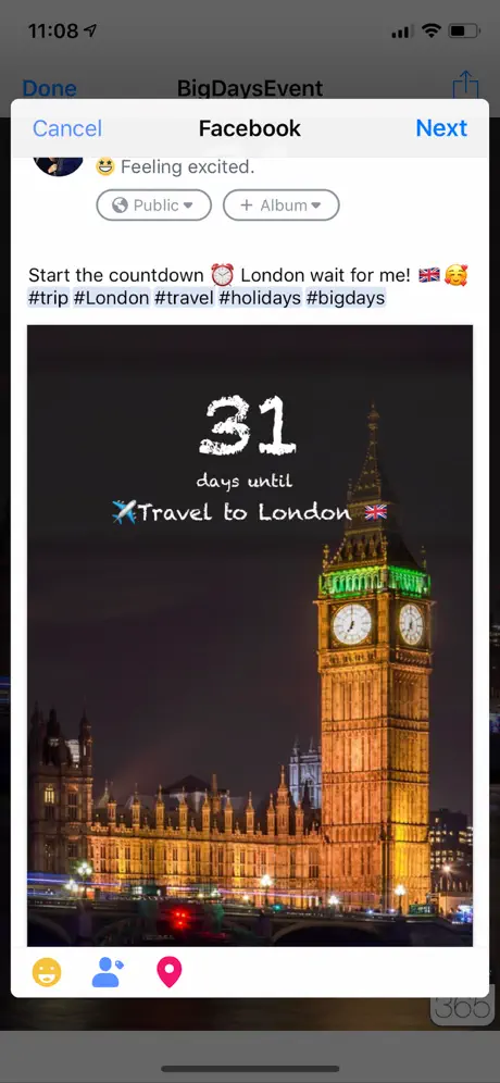 Big Days! Ereignisse Countdown