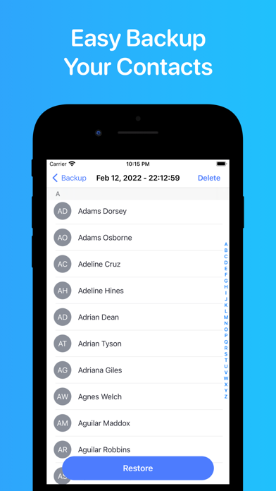 Recent Contacts Address Book Screenshot