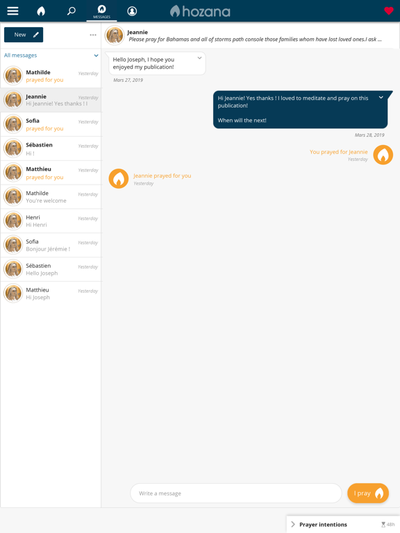 Hozana - Christian prayer iPad screenshot 8 - Social Networking app