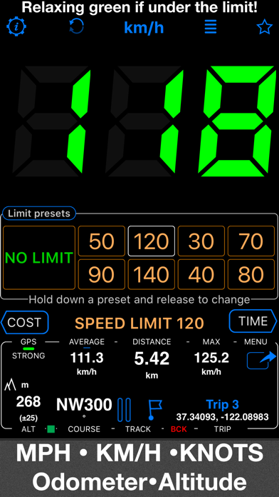 Speedometer 55 Pro. GPS kit. Screenshot