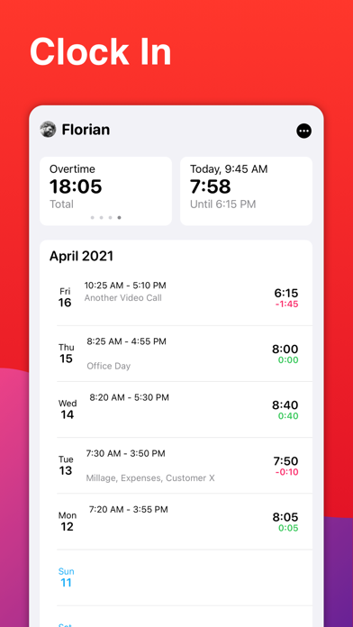 WorkTimes - Hours Tracker Screenshot