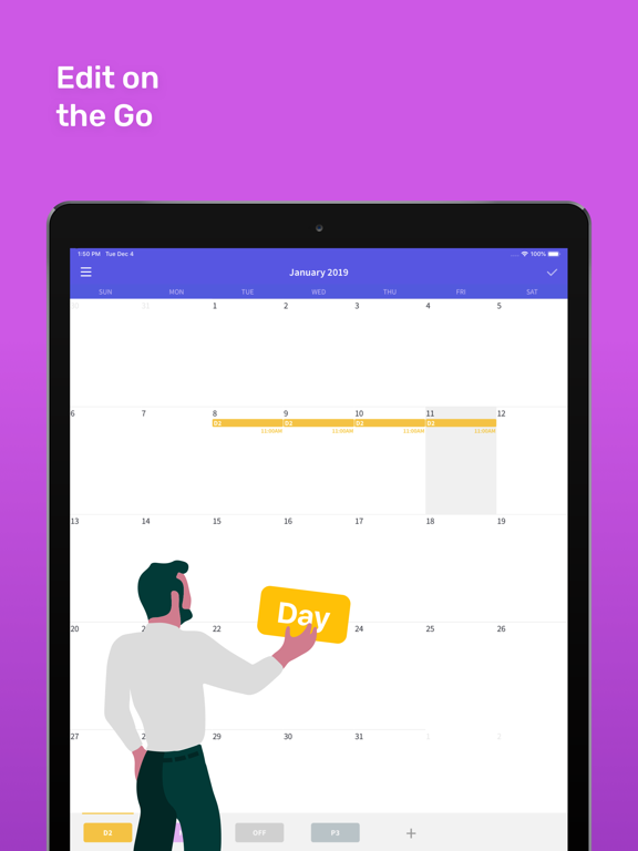 Shift Day Work Calendar: Spoke iPad screenshot 4 - Productivity app