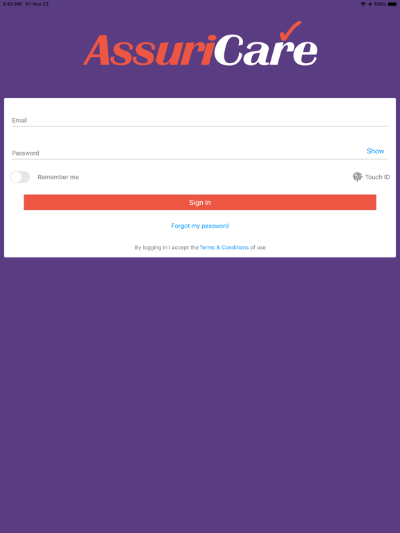 AssuriCare Caregiver iPad screenshot