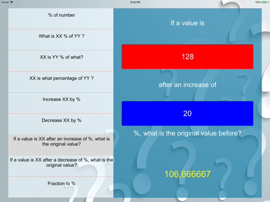 Percent Pro iPad screenshot