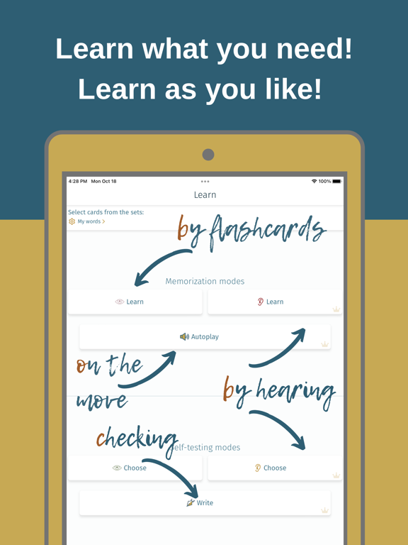 MemoWord: My FlashCards Maker iPad screenshot 4 - Education app