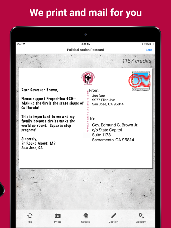 Screenshot #6 pour Political Action Postcard App