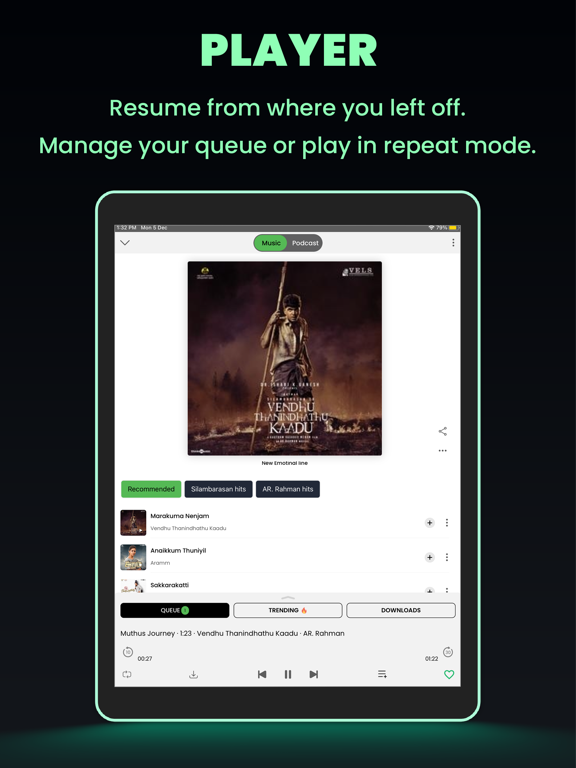 Raaga - Songs & Podcasts iPad screenshot 5 - Music app