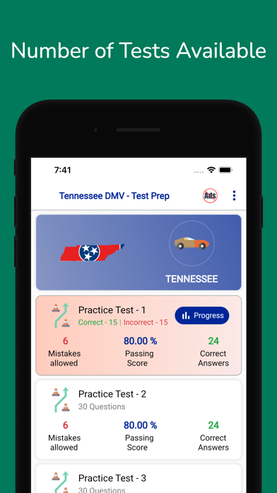 Tennessee DMV Permit Practice Screenshot