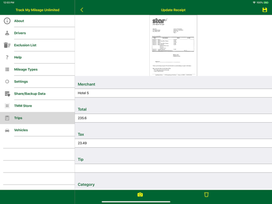 Track My Mileage Unlimited iPad screenshot 4 - Business app