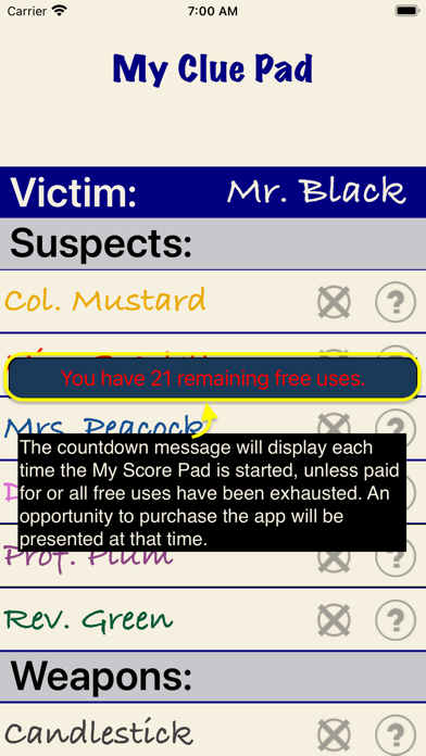My Clue Pad Screenshot