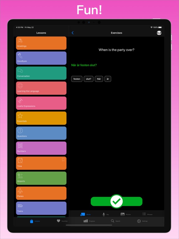 Learn Swedish + iPad screenshot 4 - Education app