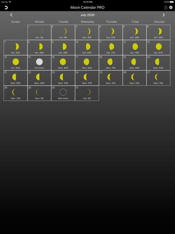 The Moon Calendar PRO iPad screenshot