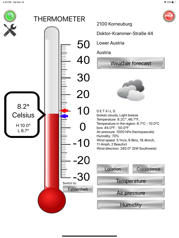 Thermo-Hygro-Baro Weather iPad screenshot