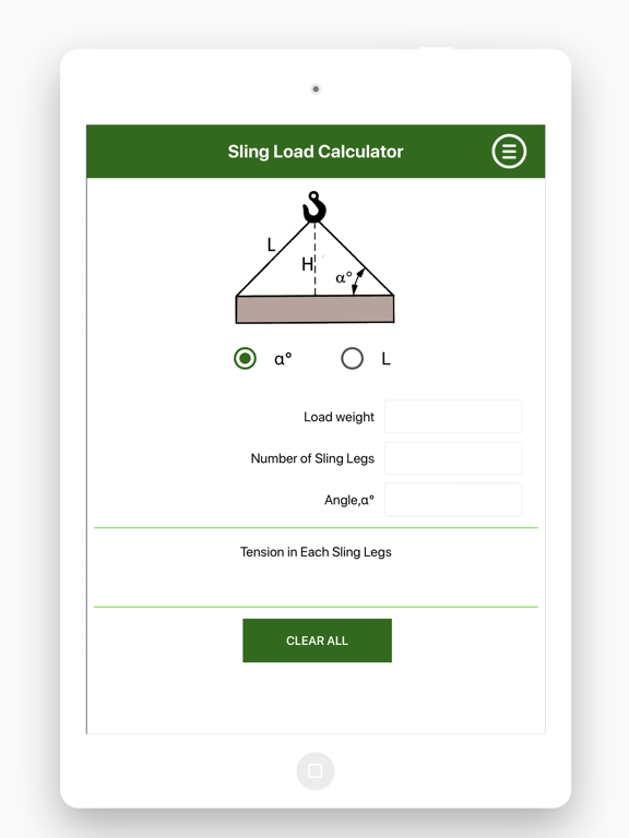 Sling Load Calculator iPad screenshot