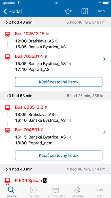 Cestovné poriadky CP Screenshot