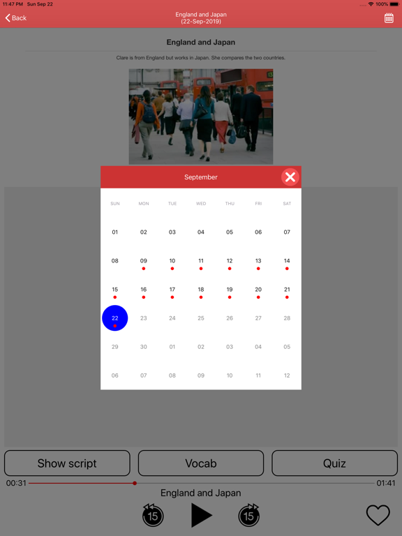 English Listening - Daily iPad screenshot 8 - Education app