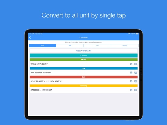 MGRS, UTM, DMS & ED50 - LUC iPad screenshot 5 - Navigation app