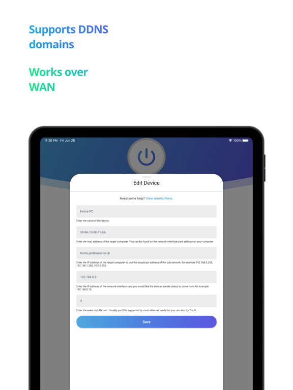 Wolow - Wake on LAN iPad screenshot 4 - Utilities app